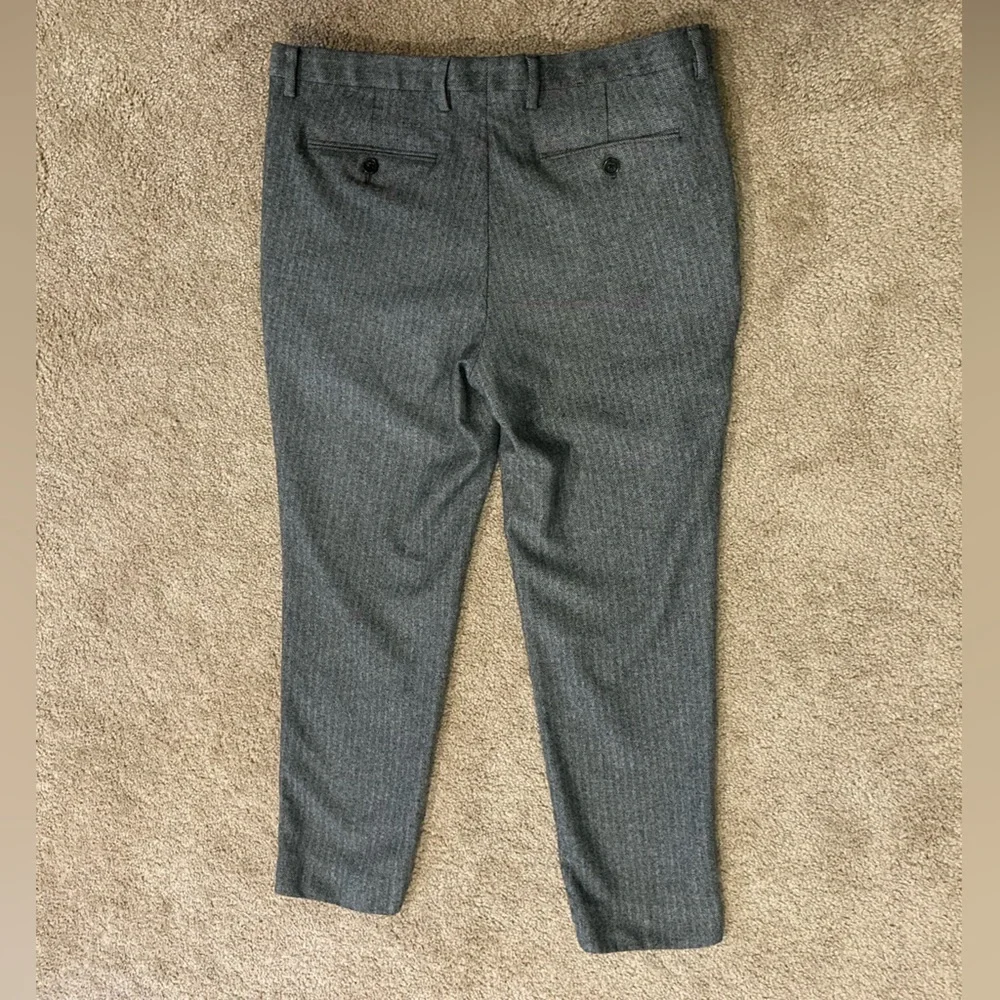 Banana Republic Men's Slim Fit Marzotto SUPER 110's Gray Herringbone Wool 34x30